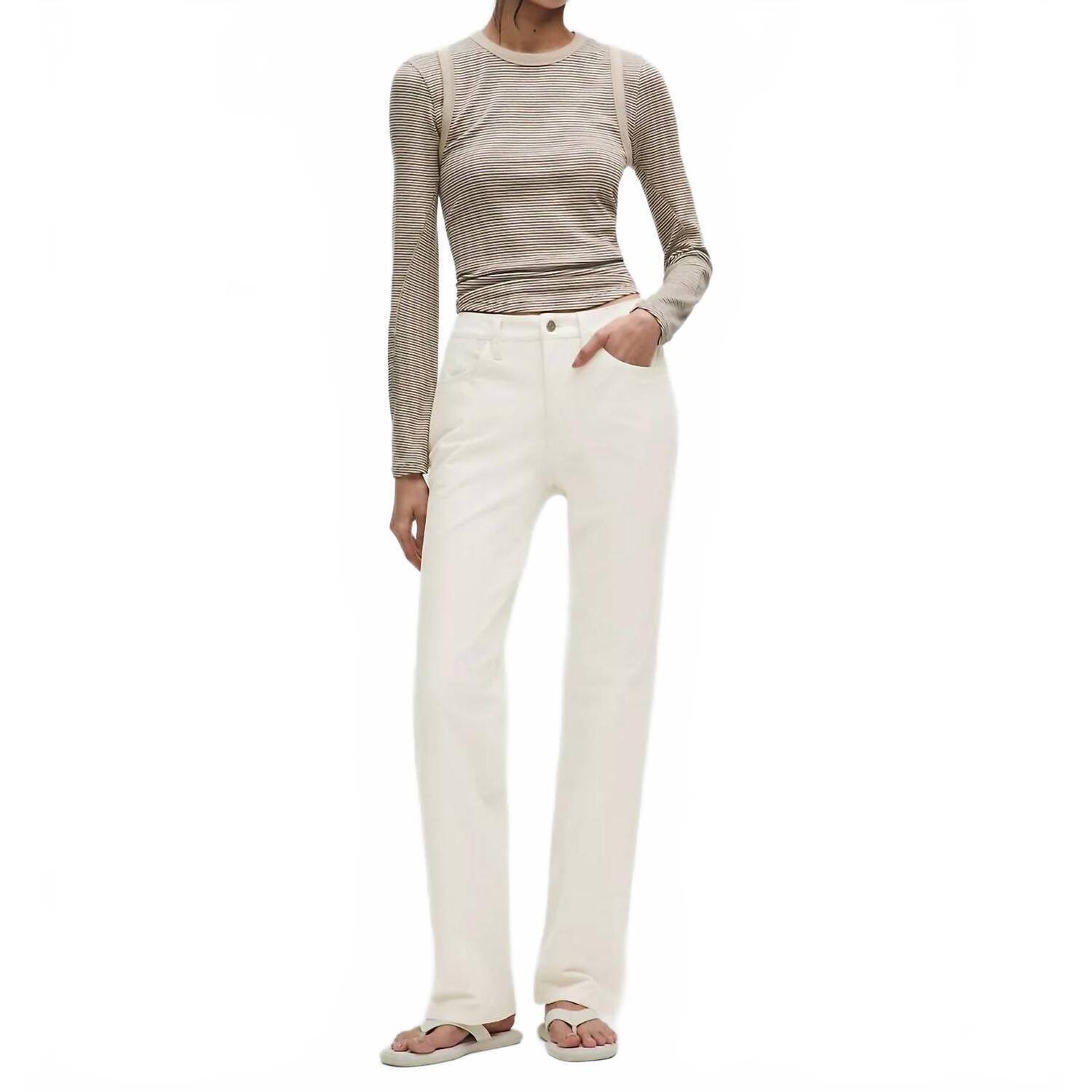 New Lululemon Easy Five Mid-Rise Relaxed Straight Pant In Light Ivory